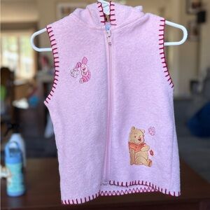 Disney Winnie the Pooh Pink Fleece Vest with Red Stitching